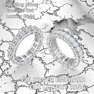 Anillos de Eternidad de Plata 925 con Baño de Rodio, Corte Baguette, Engaste de Diamantes en Canal, Estilo Clásico, Joyería de Boda Unisex - Product Image 2