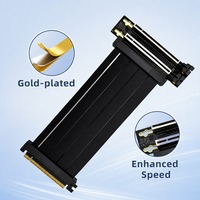 Câble Riser Splitter PCIe 5.0 X16 Plaqué Or Épaissi avec Connecteur Double X8 X8, Câble d'Extension GPU Gen5 avec Blindage EMI pour PC