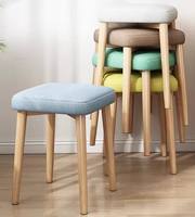Pouf moderne en bois massif repose-pieds siège rembourré canapé polyvalent repose-pieds escabeau pour chambre salon cuisine bureau à domicile