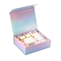 Boîte à cosmétiques en papier avec couvercle magnétique pliable en argent laser, design luxueux personnalisé, nouveau design, emballage cadeau