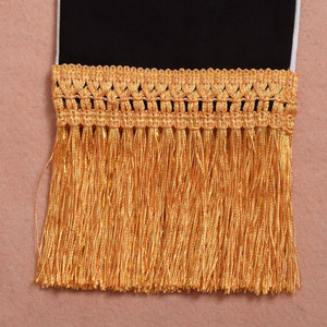 Étole noire pour clergé avec broderie croix rouge et pompons pour prêtres, pasteurs, moines, en coton et polyester, collection Printemps 2025 - Product Image 3