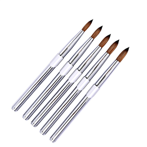 Pinceau à ongles en acrylique Kolinsky avec manche en métal argenté, tailles personnalisées pour la manucure professionnelle et l'art des ongles - Product Image 1