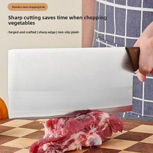 Couteau de cuisine ambidextre Lin Tai en acier 3Cr avec manche en bois traditionnel chinois pour hacher, trancher et préparer les légumes en hôtel - Product Image 3