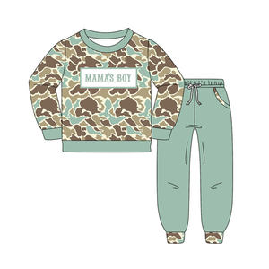 Camiseta de manga larga de camuflaje de caza para niño de mamá con traje de dos piezas verde oscuro para correr - Product Image 6