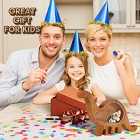 Tirelire transparente en bois avec dessin animé, boîte de collecte d'argent pour enfants, cadeau Surprise sûr