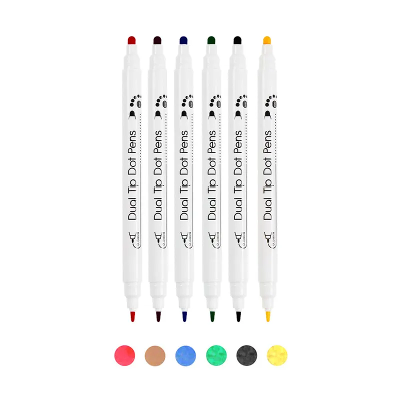 Herramientas de dibujo Marcadores de puntos personalizados Niños Lavable Doble punta Delineador fino y marcador de puntos
