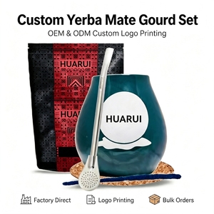 Nuevo Diseño Personalizado de Cerámica Multicolor Set de Taza de Té <span class=keywords><strong>Yerba</strong></span> <span class=keywords><strong>Mate</strong></span> Estilo Calabaza Argentina con Bombilla - Product Image 1