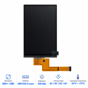 Pantalla LCD TFT HD de 7.0 Pulgadas y 2.6 mm Ultra Delgada, 800x1280, Pantalla IPS con Retroiluminación LED, Módulo MIPI DSI de 4 Carriles para Controlador de Hogar Inteligente - Product Image 1