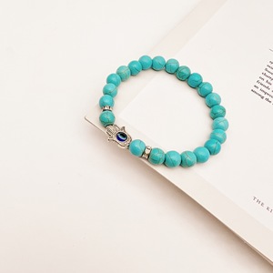 Bracelet élastique en pierres naturelles avec breloque œil porte-bonheur, cadeau unisexe, bijoux style Yiwu 1 2 3 4 - Product Image 4
