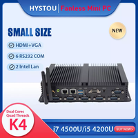 HYSTOU K4 Mini PC de bureau industriel sans ventilateur I5-4200U 6 ports COM VGA HD double affichage 2 Gigabit Ethernet Linux Win10/11 Quad SSD