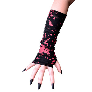 Gants de carnaval sans doigts <span class=keywords><strong>mi</strong></span>-longs à impression croisée d'Halloween avec trous déchirés - Product Image 5