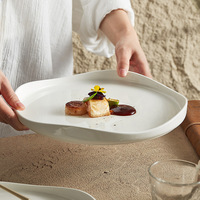 Service de vaisselle en céramique haut de gamme pour hôtels, style occidental, pour pâtes et steaks, assiettes plates peu profondes artistiques en porcelaine fine