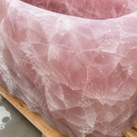 Baignoire autoportante élégante en cristal de quartz rose naturel, ovale, translucide, sculptée, massif, pour projet de spa