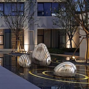 Vestíbulo del Hotel Decoración del piso al aire libre Villa Piscina Arte decorativo <span class=keywords><strong>Rocalla</strong></span> de acero inoxidable Escultura de piedra hueca - Product Image 4