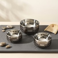 Bol en acier inoxydable martelé à double paroi, plusieurs tailles, anti-brûlure, qualité alimentaire 316L, pour riz, soupe et nouilles