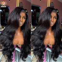Perruques Lace Front en Cheveux Humains Naturels Sans Colle 13*4 Cheveux Brésiliens Bruts Ondulés Pré-Pluckés Perruques Frontales HD pour Femmes Noires