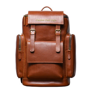 New Men's Genuine Cowhide Leather Backpack Large Capacity Travel Hiking Laptop <strong>Bag</strong> Full Grain Backpack Tas Pria Borsa <strong>Vera</strong> <strong>Pelle</strong> - Product Image 1