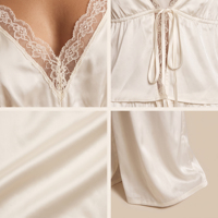 Conjunto de Camisola y Pantalones con Detalle de Encaje Suave y Cómodo de Beefey, Pijama Transpirable de Verano para Mujer, Ropa de Dormir y de Estar por Casa