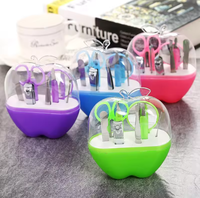 Ensemble de coupe-ongles Apple en acier au carbone durable, 8 pièces, lame droite pour droitiers, pointe acérée, ciseaux en plastique, boîte à outils de manucure