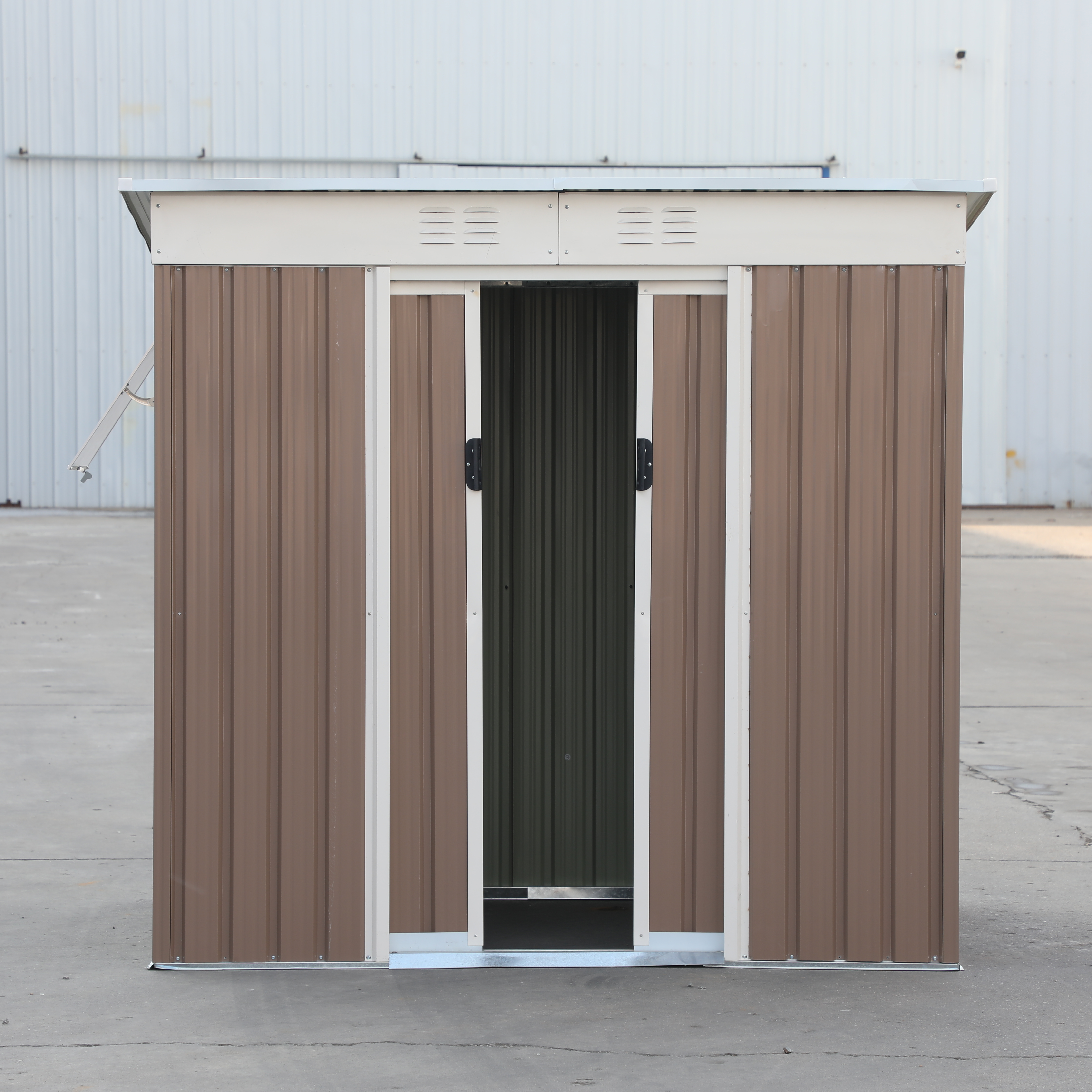 Brown Metal Shed Wholesale Garden Buildings for Outdoors Garage Bike Storage Tool House Window Design Hot Sale