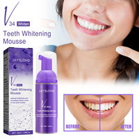 Jaysuing V34 Mousse blanchissante pour les dents Correcteur violet Dentifrice Rafraîchissant Nettoyage buccal à base de plantes Élimination des taches jaunes
