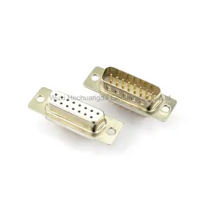 High Quality Female And Male Solder Type / DB15 Connector Solid Copper Gold Plated DB15 D-SUB Connector