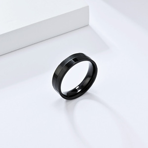 Unisex Fashion <b>Rings</b> Geometric Design <b>Titanium</b> Steel Gold <b>Black</b> Silver Couple Jewelry Gift Accessory - Product Image 2