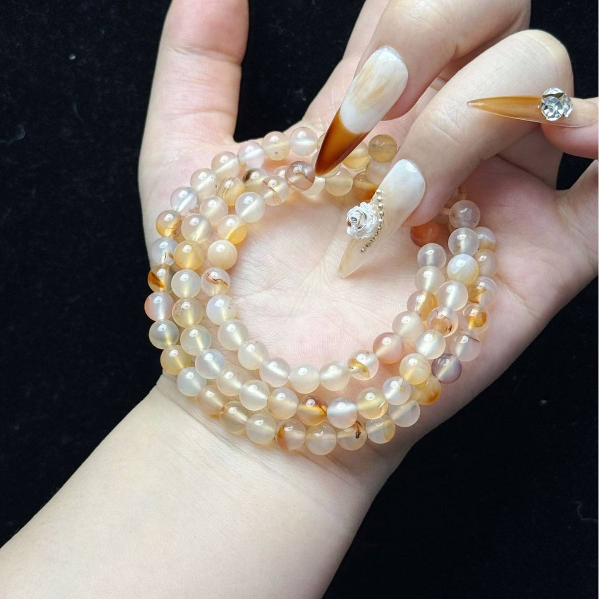 Primary red and yellow agate-element three rings-6mm