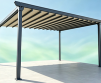 Pergola rétractable en alliage d'aluminium avec voile en PVC - Couverture de terrasse motorisée imperméable - Contrôle intelligent - Projection de 21 m et structure en aluminium