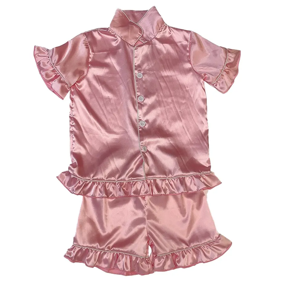 Wholesale Girls' Short-Sleeved Homewear Set Children's Pajamas Boys and satin Short Sleeve Pajamas Children's Home Wear