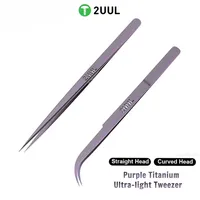 2UUL Ti21 Ti22 Titanium Ultralight Pincet Paars Gebogen/Recht voor Mobiele Telefoon Reparatie Hoge Precisie Vliegende Draad Pincet