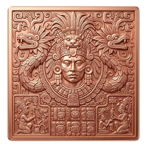 Barra de Cobre de la Civilización Maya, 5 oz, 999 de Pureza, Alto Relieve 3D, Dios Serpiente Azteca, Calendario Antiguo, Barra de Cobre Coleccionable - Product Image 1