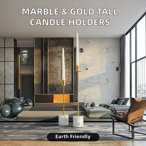 Luxury Eco-Friendly Marble Base Customizable Tall <b>Candle</b> <b>Holders</b> Metal Stand Modern Christmas Decor Living Room Dining Table - Product Image 2