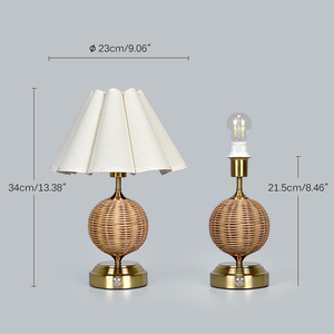 Lampade da Tavolo <span class=keywords><strong>Vintage</strong></span> Dorate, Design Moderno Senza Fili, Base <span class=keywords><strong>in</strong></span> <span class=keywords><strong>Metallo</strong></span>, <span class=keywords><strong>Paralume</strong></span> <span class=keywords><strong>in</strong></span> Rattan, per Sale da Pranzo, Hotel, Arredamento Casa, Comode e Flessibili - Product Image 5