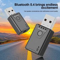 USB BT5.4 Adapter für Auto, BT Musik-Empfänger Plug & Play, 3,5mm AUX-Anschluss Auto-Kit mit Eingebautem Mikrofon für Freisprechfunktion