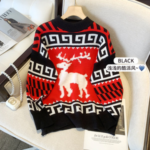 Maglione Jacquard di natale con girocollo a girocollo maglione <span class=keywords><strong>rosso</strong></span> lavorato a <span class=keywords><strong>maglia</strong></span> Oem personalizzato 2025 - Product Image 3