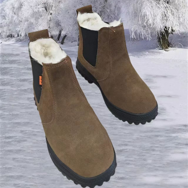 Dark khaki color, thickened wool rubber sole