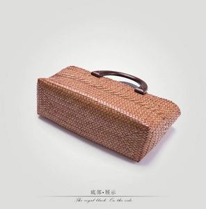 Sac d'été vintage pour femme, tissé à la main, en rotin, portable, avec fermeture éclair, sac de paille en gros pour les vacances à la plage - Product Image 5
