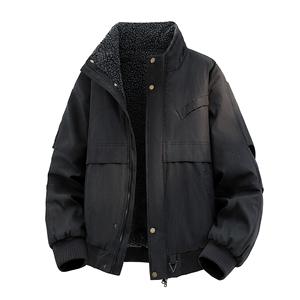 <span class=keywords><strong>M</strong></span>-4XL 男士秋冬新款飞行员夹克立领加厚双面穿街头服饰心形图案 - Product Image 3