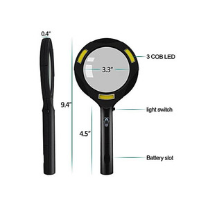 <span class=keywords><strong>Loupe</strong></span> à <span class=keywords><strong>main</strong></span> Eleroyal avec éclairage LED COB 3 LED, diamètre de lentille 81 mm, garantie 1 an, pour la lecture et les loisirs - Product Image 2
