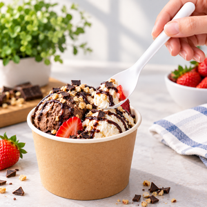 Cuillère à glace jetable en fibre végétale pour les salons de desserts, les boulangeries, les cafés, les restaurants, la restauration, les pique-niques, les kits repas de voyage - Product Image 5