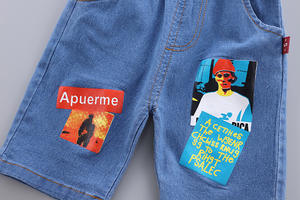 T-shirts à rayures chromatiques et pantalons en jean à volants pour enfants, design de marque célèbre, produit chinois, vente chaude - Product Image 6