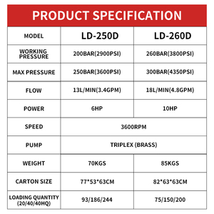 LORDMATE新型商用柴油高压清洗机10HP 4400PSI重型三缸泵喷水器排水洗车店 - Product Image 3
