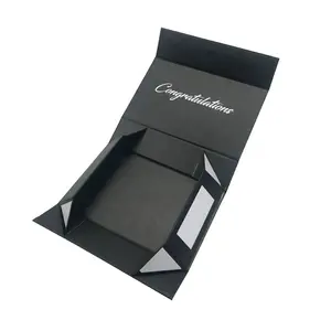 Matt lamination luxury black magnetic gift clothing packaging for underwear magnet logo dress geschenbox foldable cardboard box