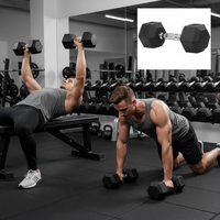 Equipo Profesional de Entrenamiento de Fuerza para Gimnasio, Juego de Mancuernas Hexagonales Personalizadas al por Mayor, Revestimiento de Goma, Duraderas, Unisex, para Gimnasio en Casa