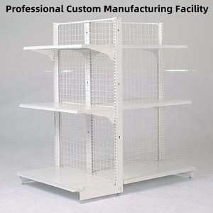 China Factory Custom Exhibition Pharmacy Supermarket Gondola Metal <strong>Shelving</strong> Retail Product Accessories <strong>Mesh</strong> Display Rack Stand - Product Image 4