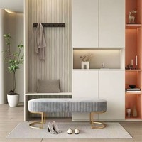 Banc ottoman en velours avec structure métallique pour chambre, salon, entrée de mariage, bout de lit, décoration