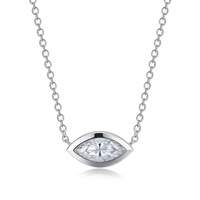 Vente en gros de collier à pendentif solitaire en or blanc 18 carats, taille marquise, diamant cultivé en laboratoire, prix