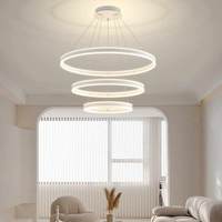 Décoration d'intérieur, lampe suspendue à 3 anneaux pour plafond haut, métal, LED, ronde, moderne, aluminium, style nordique, lustre de luxe, luminaire suspendu pour restaurant