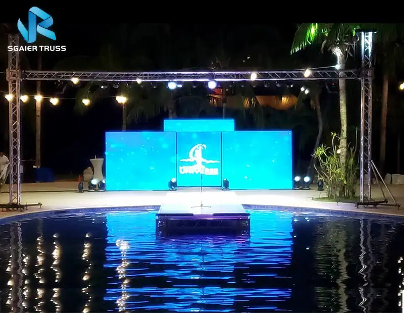 outdoor cheap used hanging LED screen backdrop stage truss system